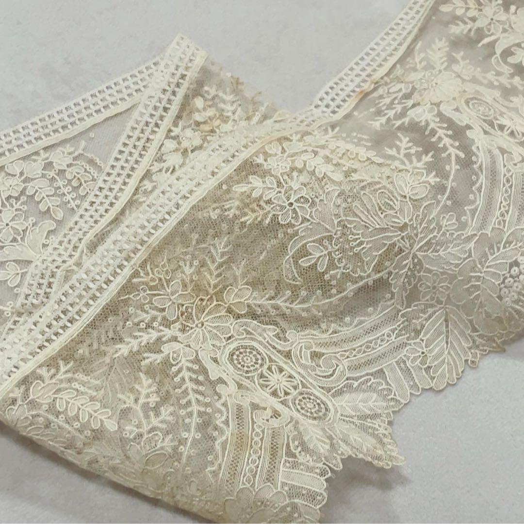 203.フランス アンティークレース 繊細で美しいポワンドガーズ 希少