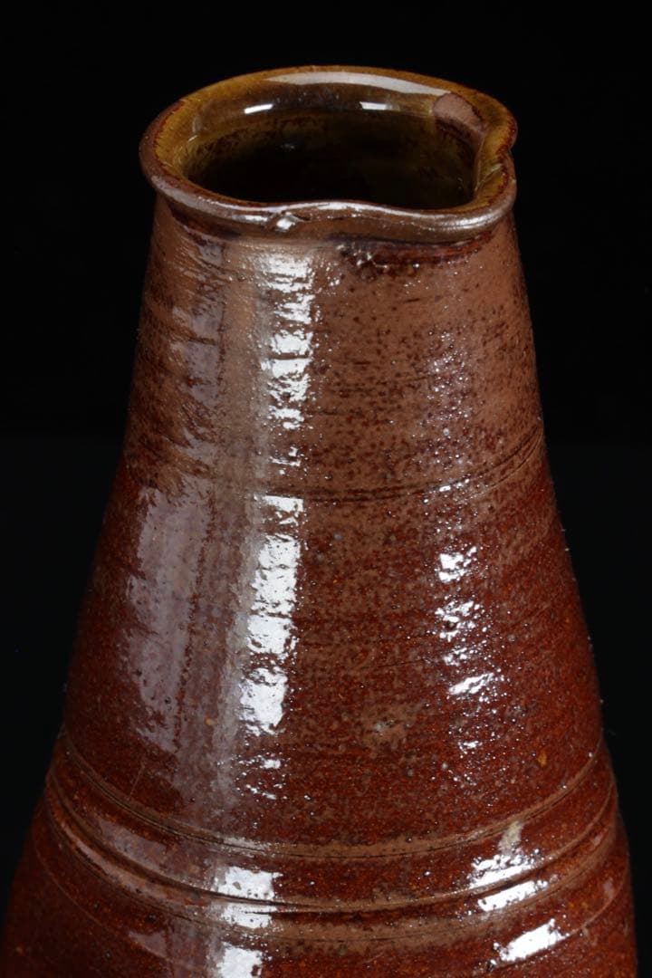 小杉焼 飴釉徳利 共箱付 高さ18㎝ 越中焼 酒器 古陶磁 時代物 古美術 骨董