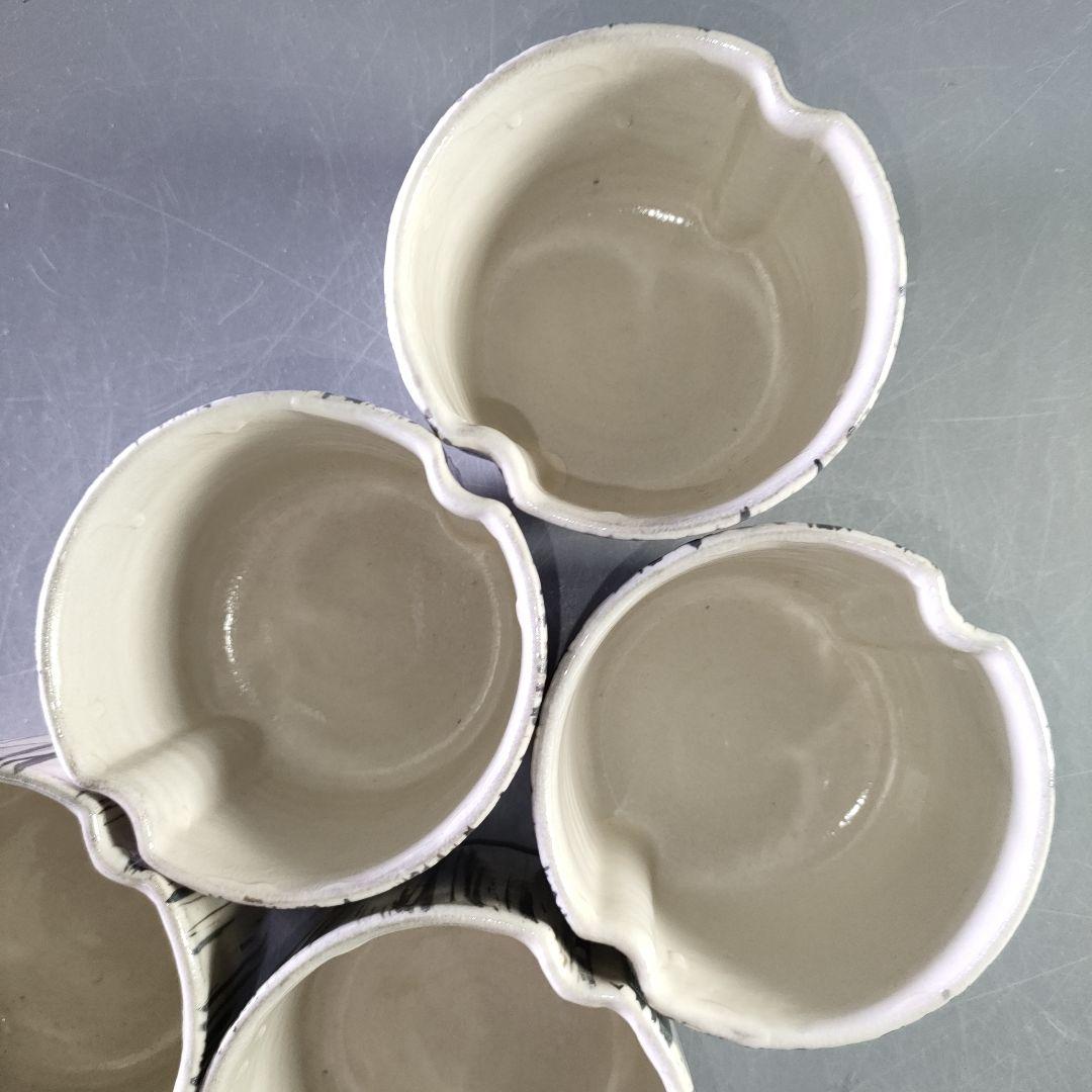 A1126-5/足付蓋茶碗5客/銘々皿/蒸碗/蓋物/懐石道具/