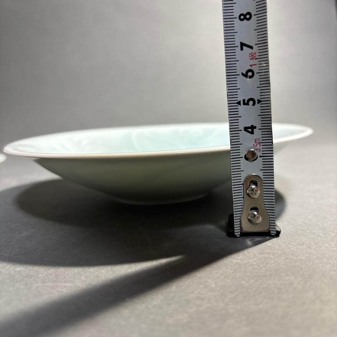 人間国宝　塚本快示　快山窯　青白磁　水鳥文　鉢　共箱