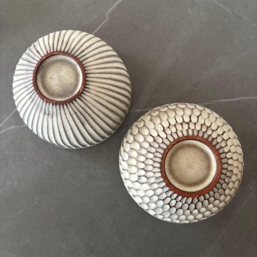 シモヤユミコ作　ボウルS しのぎ　波面取り　2個セット　作家　笠間　益子陶器市