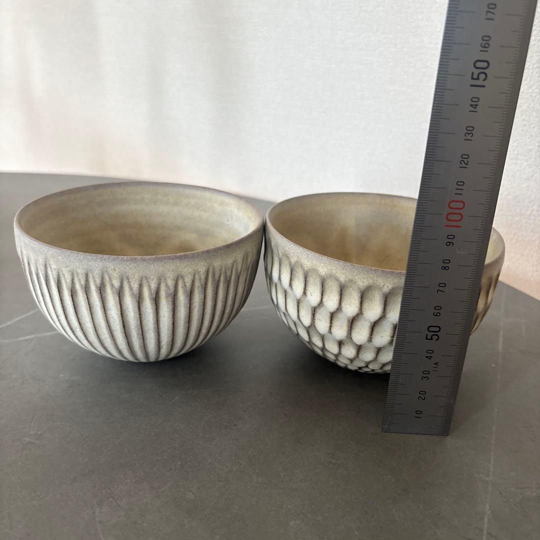 シモヤユミコ作　ボウルS しのぎ　波面取り　2個セット　作家　笠間　益子陶器市