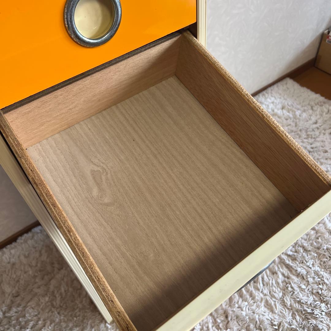昭和レトロ オレンジ色 引き出し収納 チェスト 箪笥5段 レトロポップ 当時物