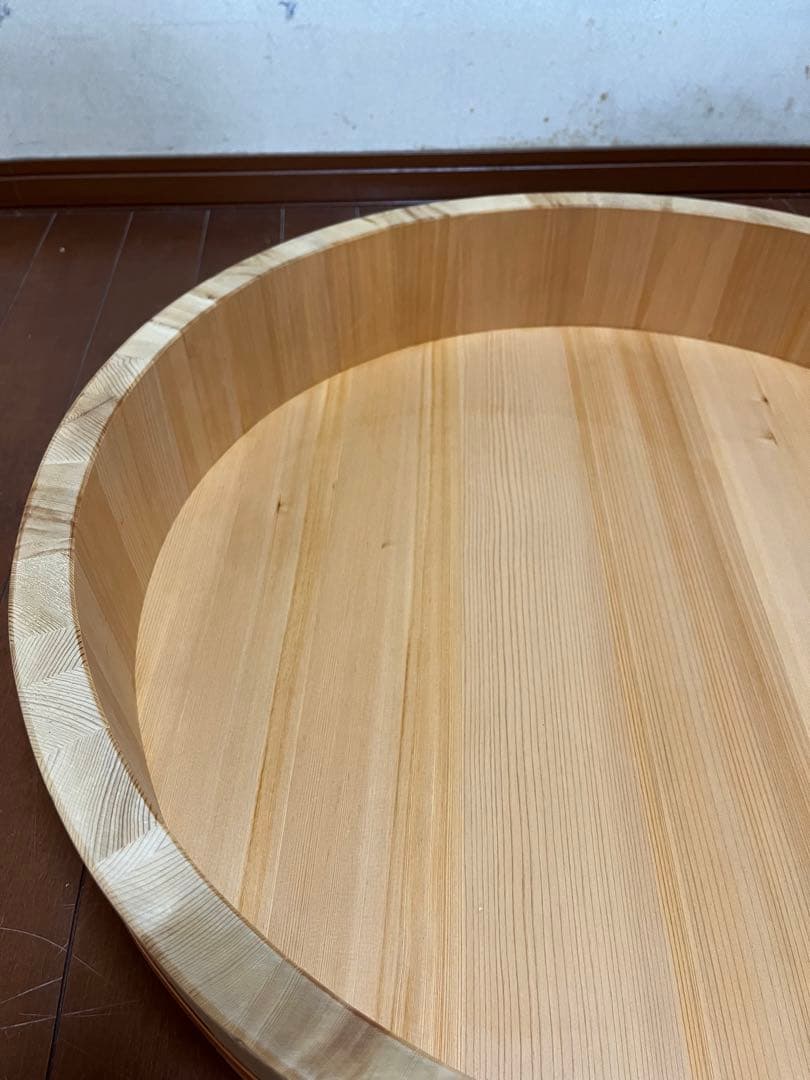 【新品未使用品　木曽さわら】超特大　木製 銅箍　飯台 寿司桶 木桶