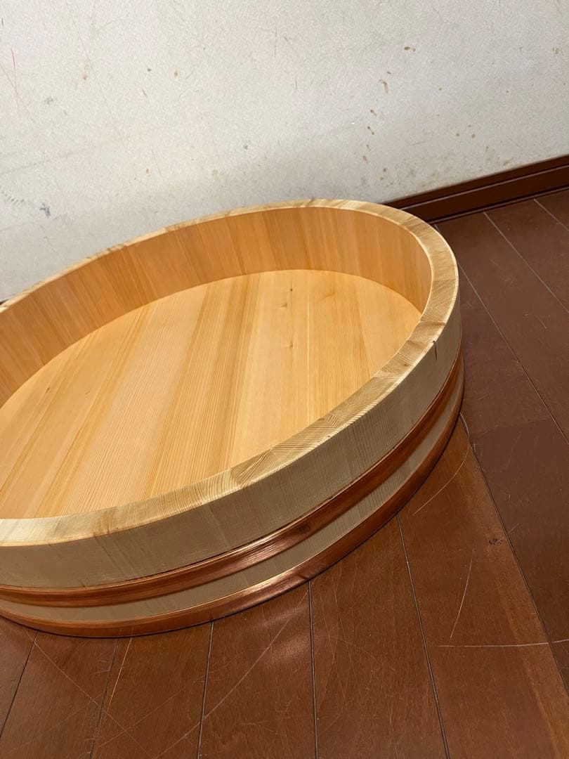 【新品未使用品　木曽さわら】超特大　木製 銅箍　飯台 寿司桶 木桶