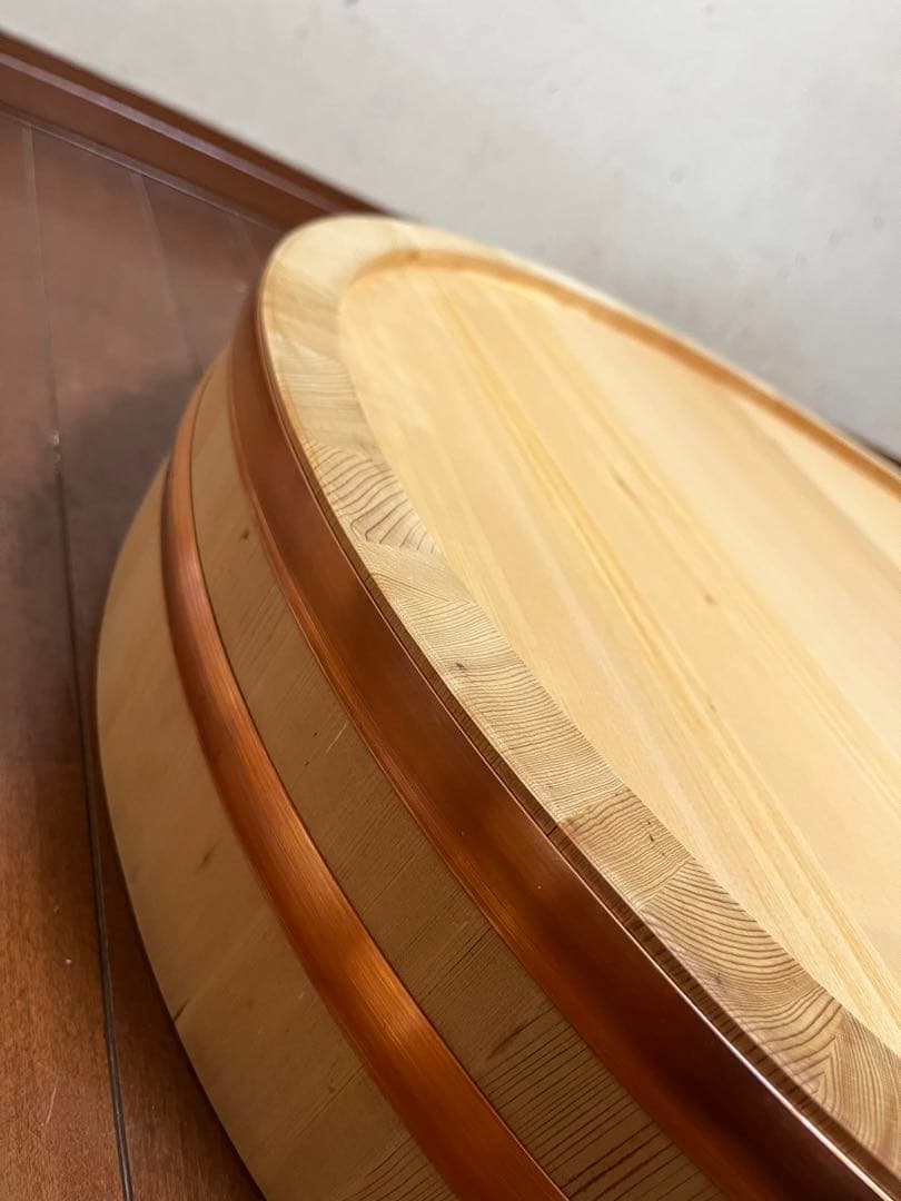【新品未使用品　木曽さわら】超特大　木製 銅箍　飯台 寿司桶 木桶