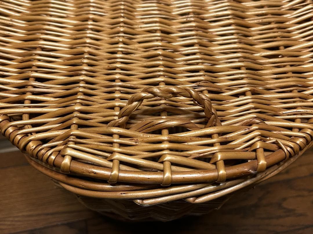 美品 大きい蓋付オーバルバスケット ピクニックバスケット 特大サイズ　英国購入