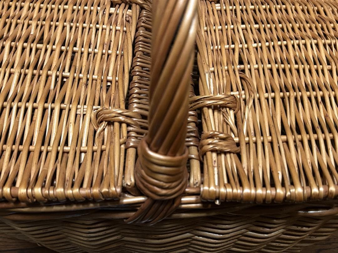 美品 大きい蓋付オーバルバスケット ピクニックバスケット 特大サイズ　英国購入