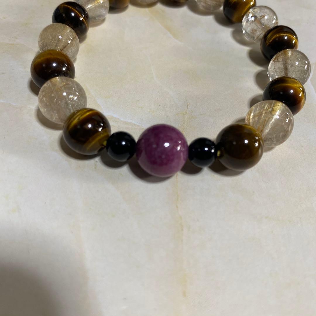 パワーストーンブレスレット　 ルビー・ルチル・タイガー・モリオン