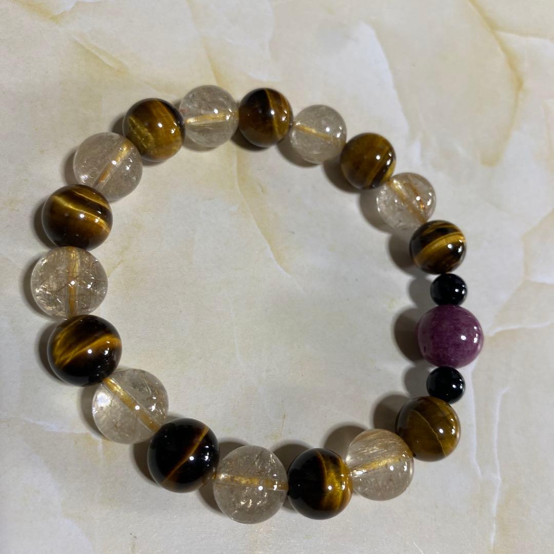 パワーストーンブレスレット　 ルビー・ルチル・タイガー・モリオン