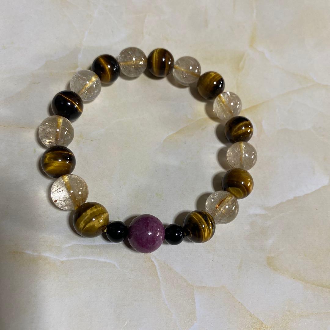 パワーストーンブレスレット　 ルビー・ルチル・タイガー・モリオン