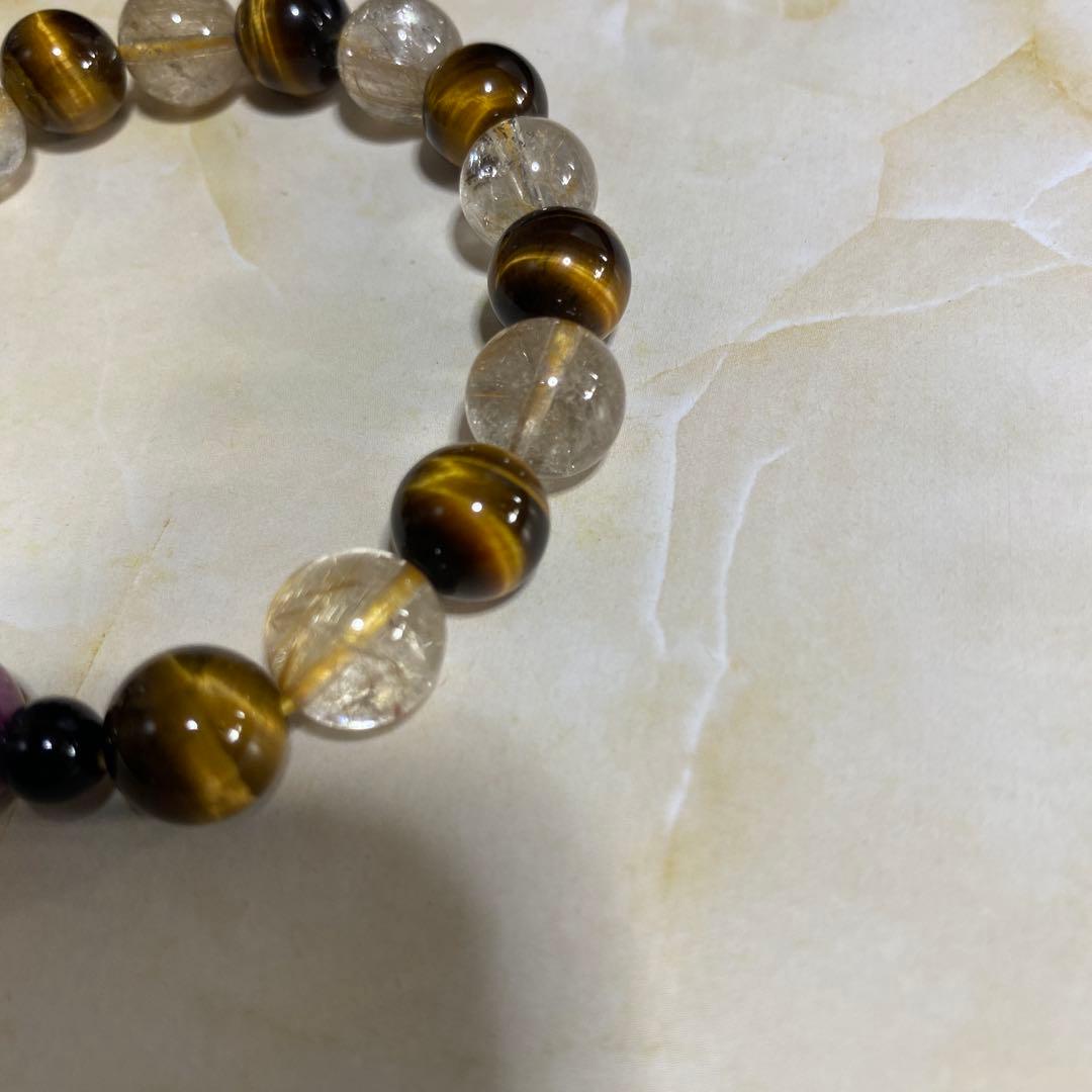 パワーストーンブレスレット　 ルビー・ルチル・タイガー・モリオン