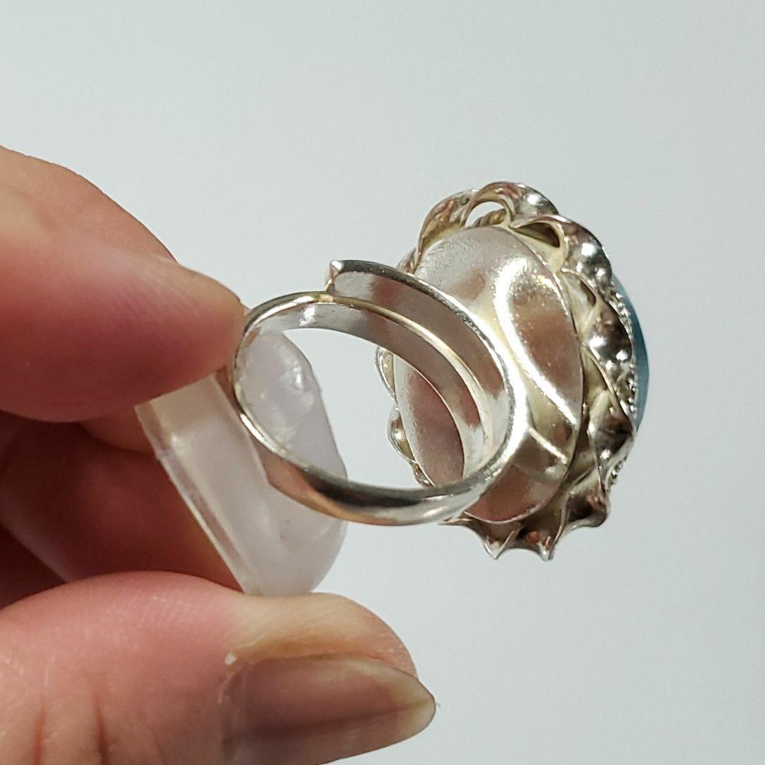 ラリマー　まんまる素敵デザイン　 S925 リング　フリーサイズ