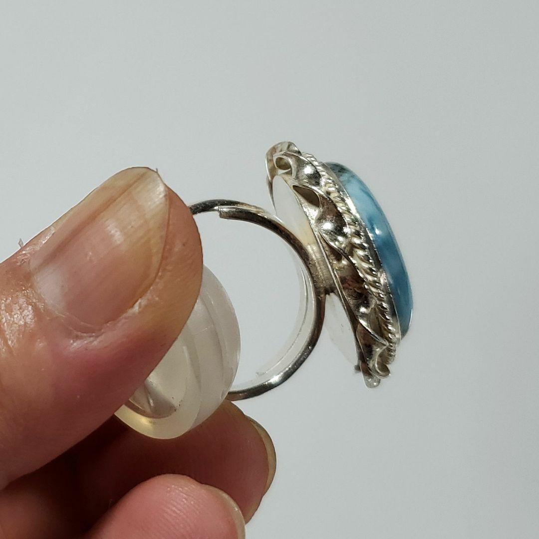 ラリマー　まんまる素敵デザイン　 S925 リング　フリーサイズ