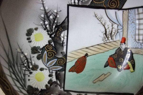 九谷 蔵出しなます皿 中皿 大正12年 染付け 色絵 時代図 20枚 希少 共箱