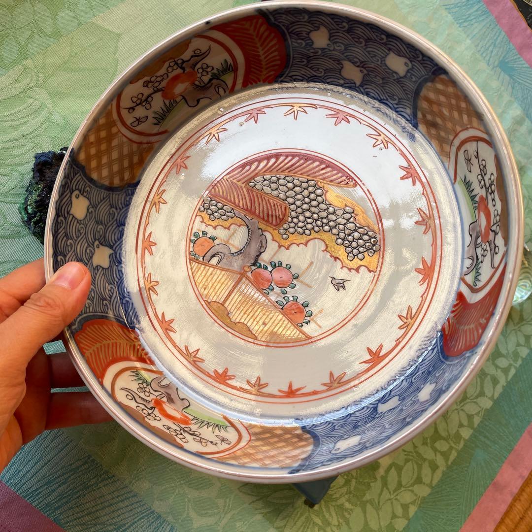 幕末明治　金彩　色絵　染付　印判　深鉢