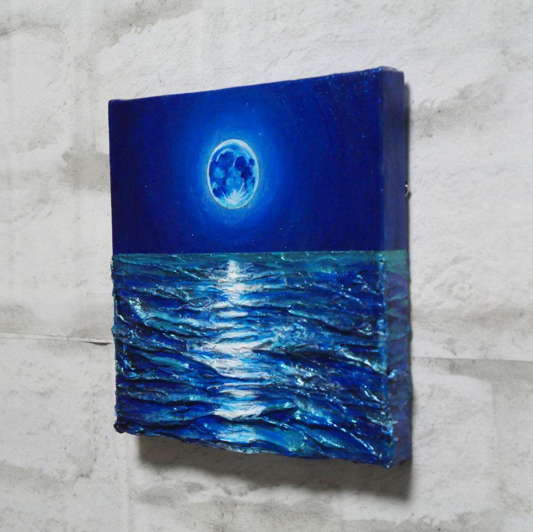 油絵 油彩 油彩画 絵 絵画 アートパネル【スーパーブルームーン 】