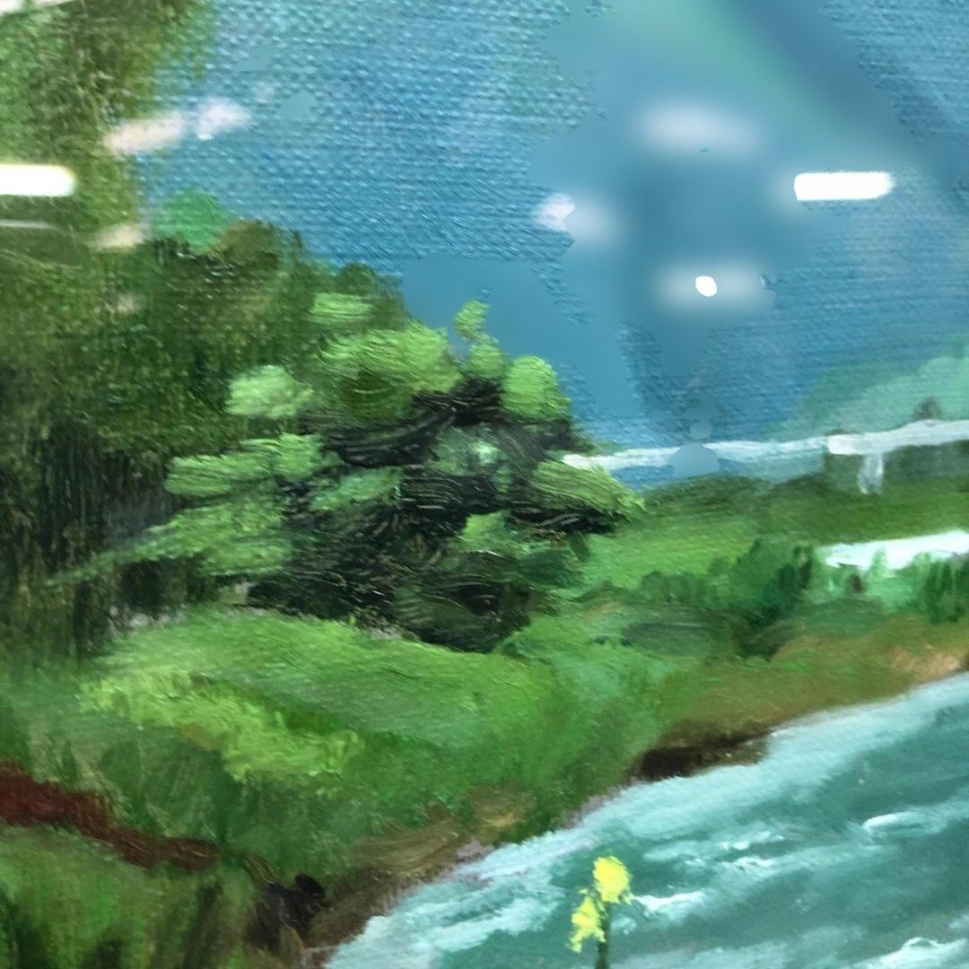 萩駿 油彩 風景画 渓流 柳瀬川 栃木 日本風景 昭和 絵画 260207-1