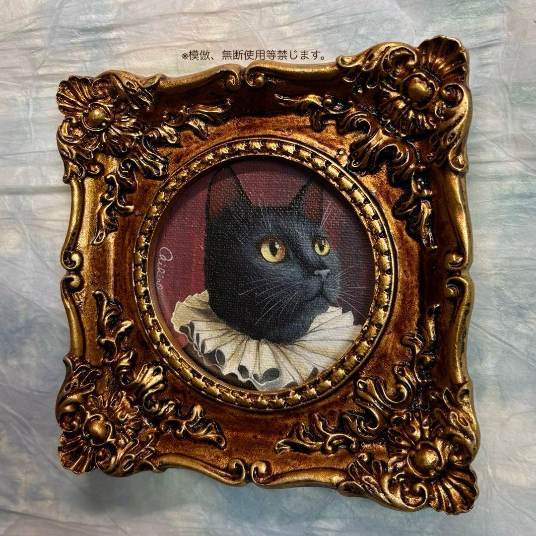 絵画 黒猫 猫の絵 猫雑貨 黒にゃんこ 猫グッズ 美術品 原画 cat art