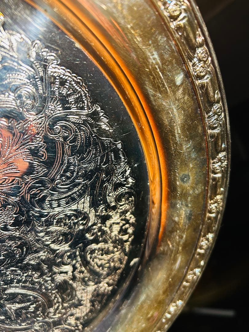 USAアンティーク】 シルバープレート　大皿　トレー　トレンチ