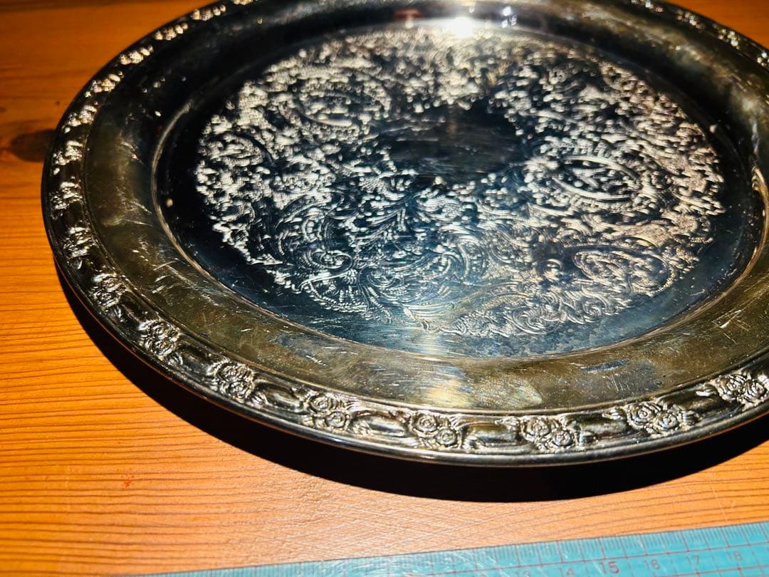 USAアンティーク】 シルバープレート　大皿　トレー　トレンチ