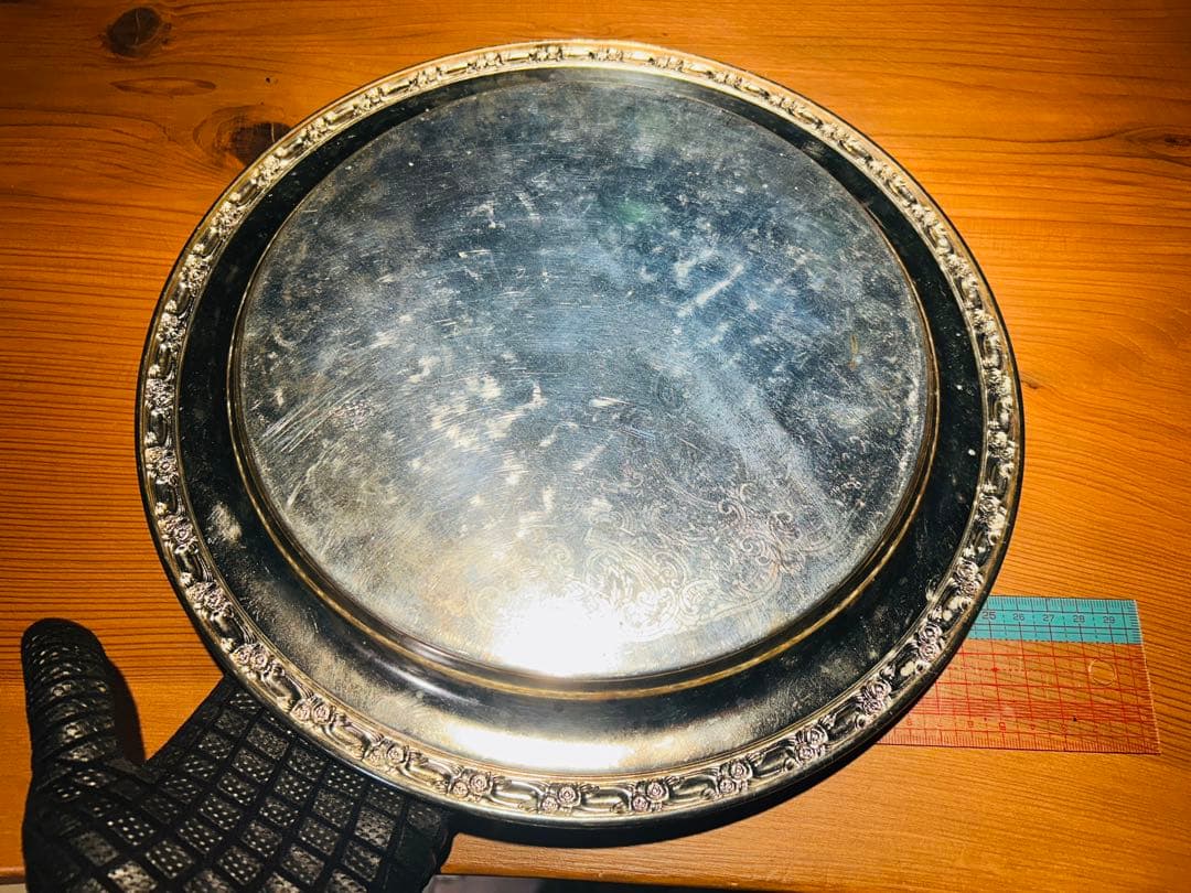 USAアンティーク】 シルバープレート　大皿　トレー　トレンチ