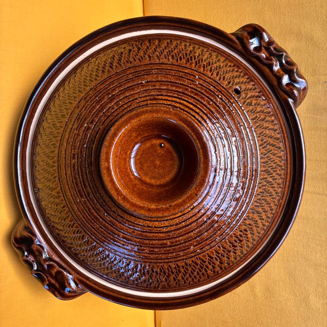 土鍋伊賀焼10号鍋アメ釉飛びカンナ