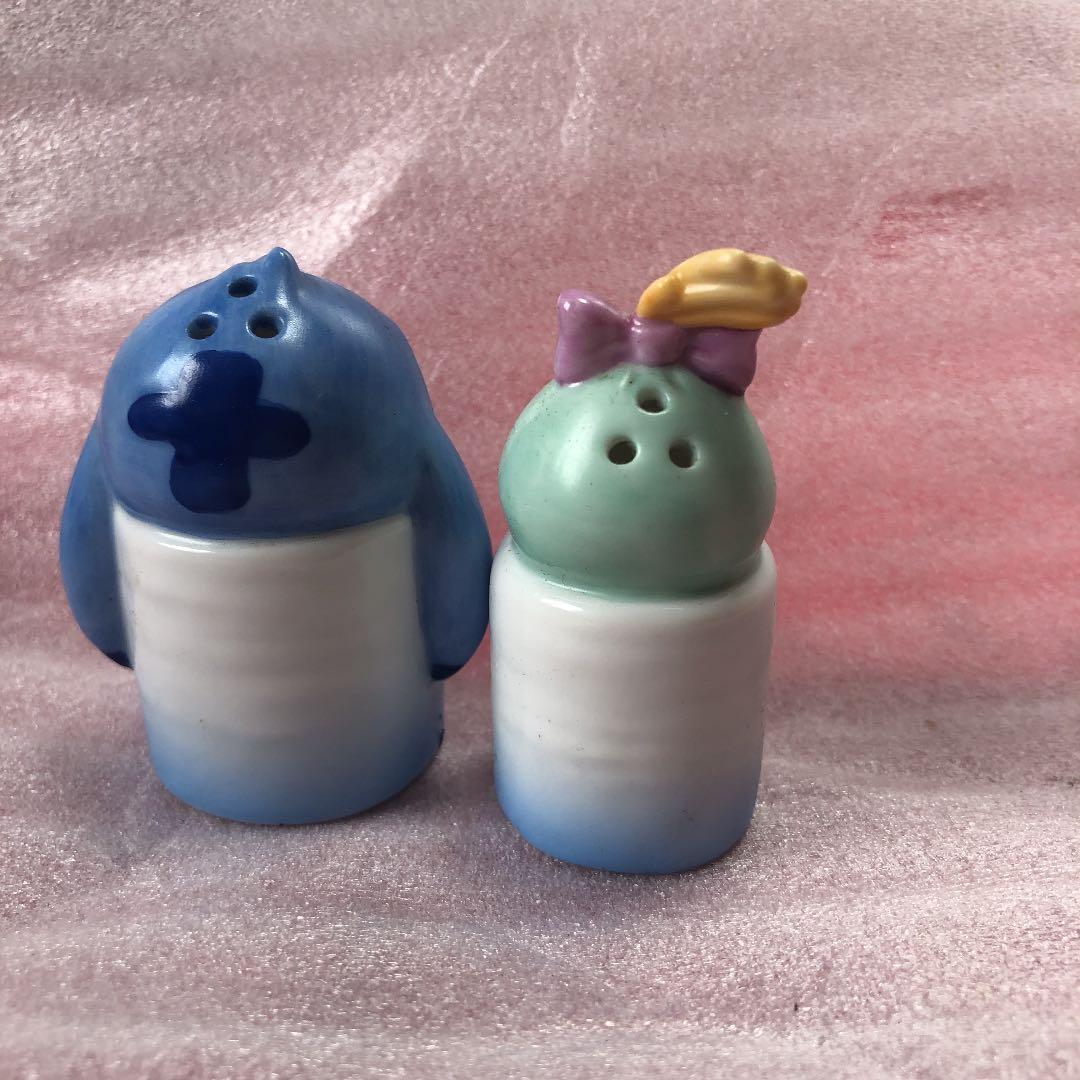 ♥️スティッチ&スクランプの陶器製 調味料入れ 2個セット インテリア