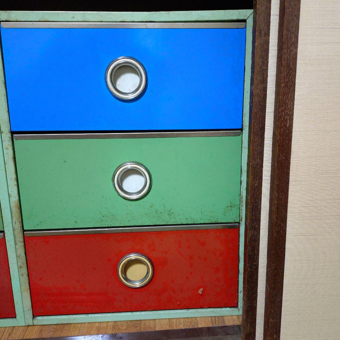 カラフル金属製3段引き出しチェスト の2セット昭和レトロ