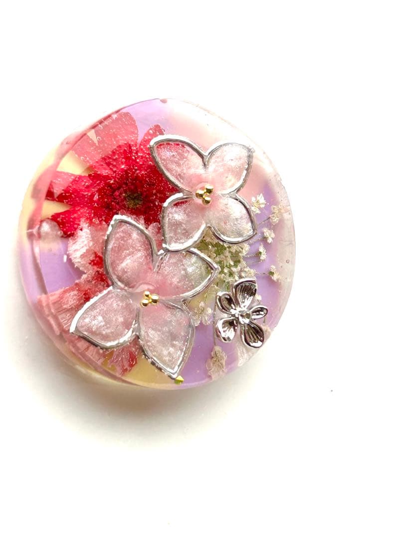 新作☆レジンヘアゴム　Rain紫陽花ピンク