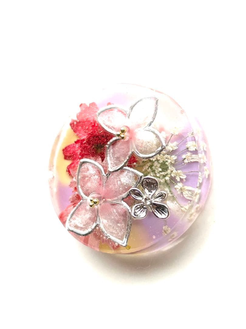 新作☆レジンヘアゴム　Rain紫陽花ピンク