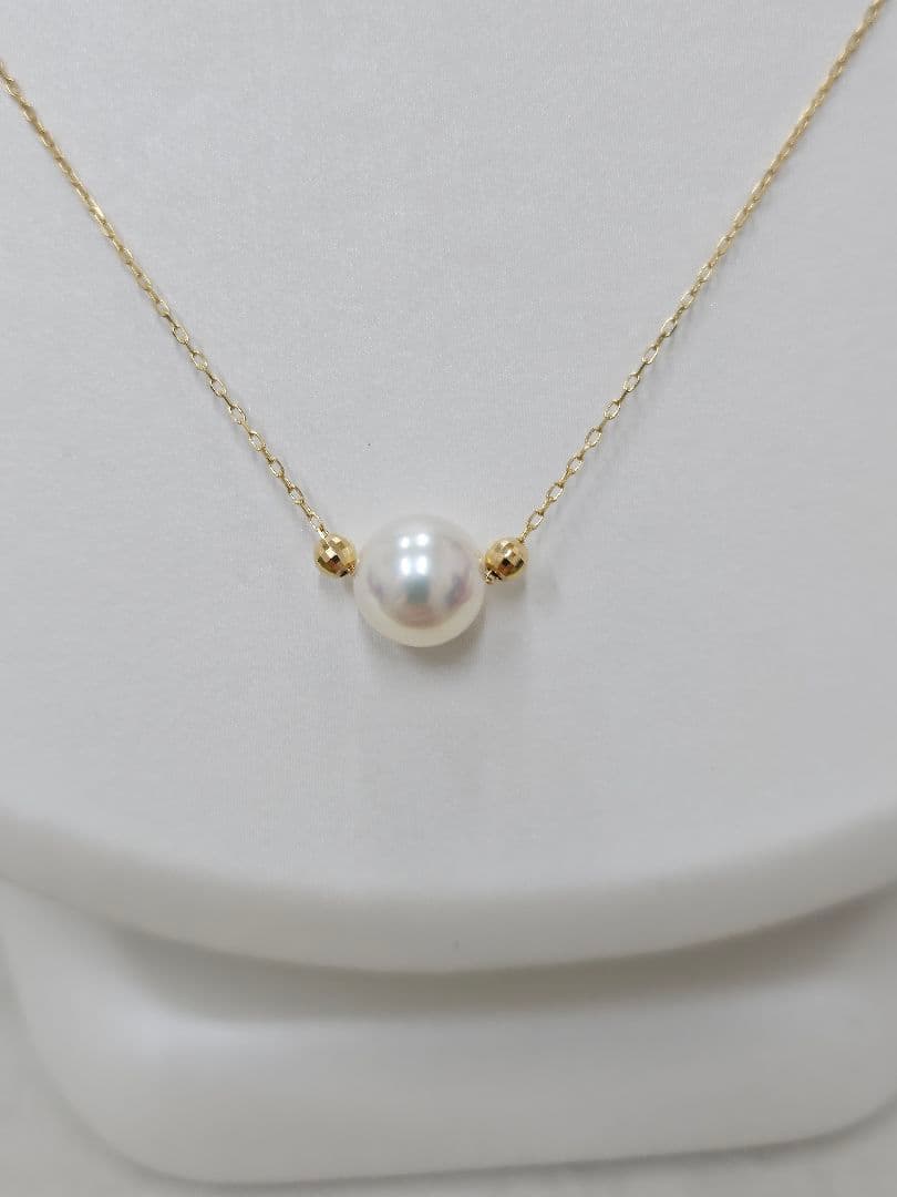 K18 あこやパールネックレス カットボール付き