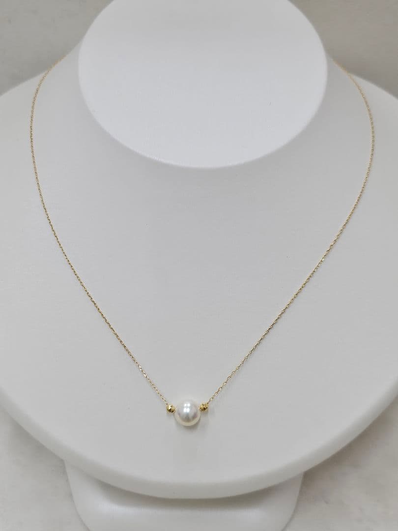 K18 あこやパールネックレス カットボール付き