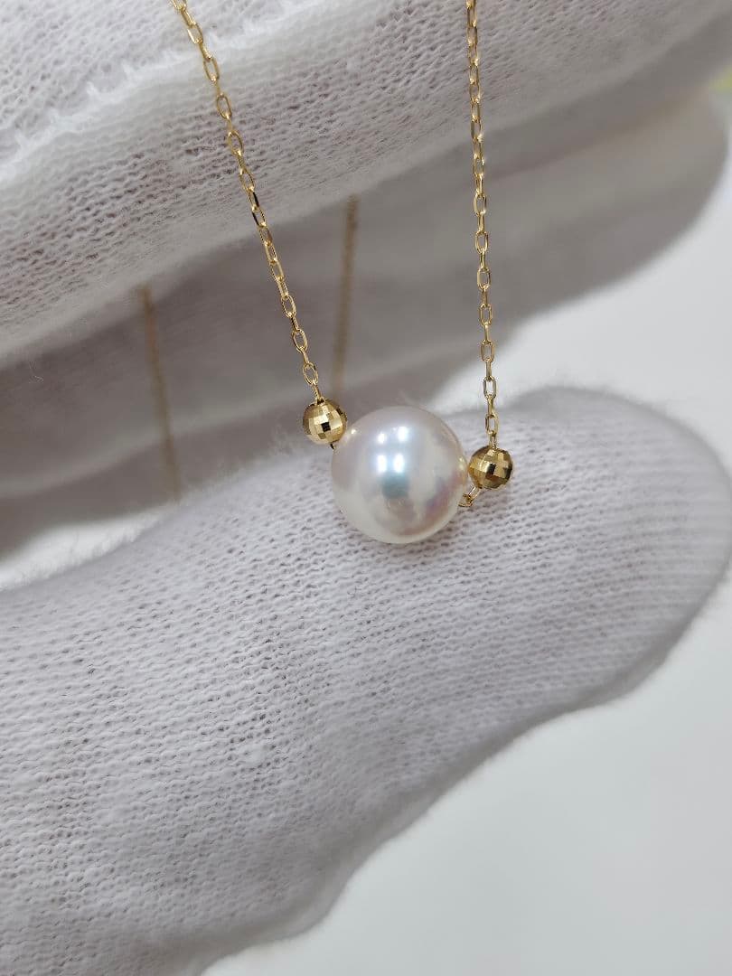 K18 あこやパールネックレス カットボール付き
