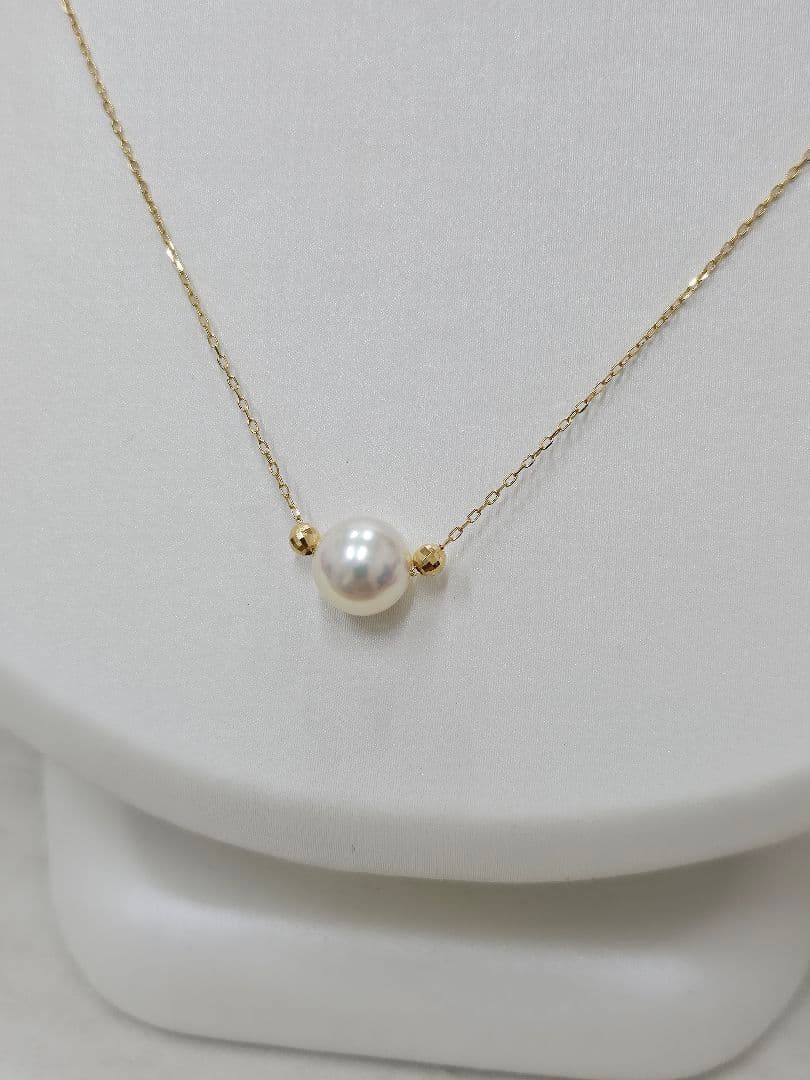K18 あこやパールネックレス カットボール付き