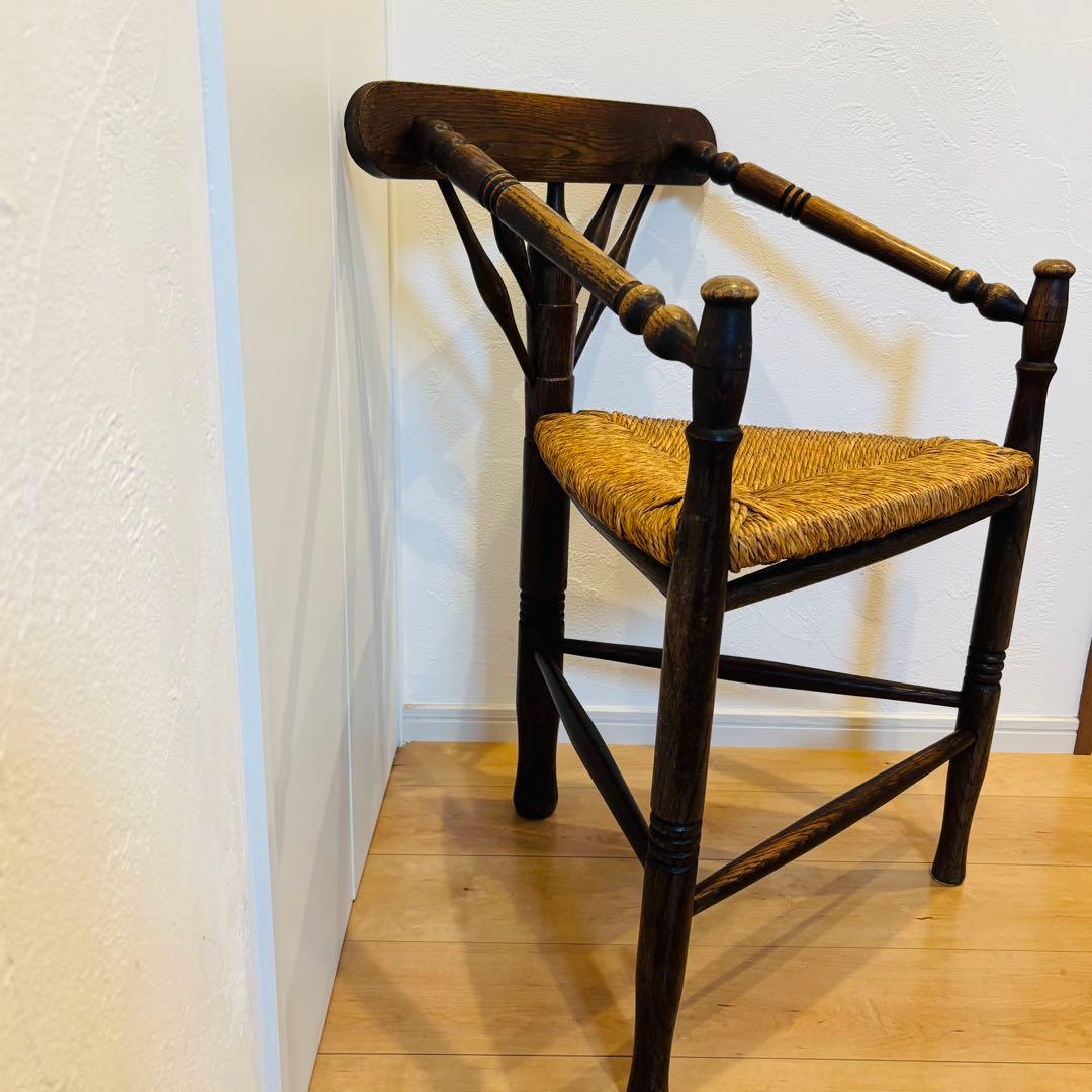 英国アンティーク コーナーチェア オーク無垢材 極上美品 即発送