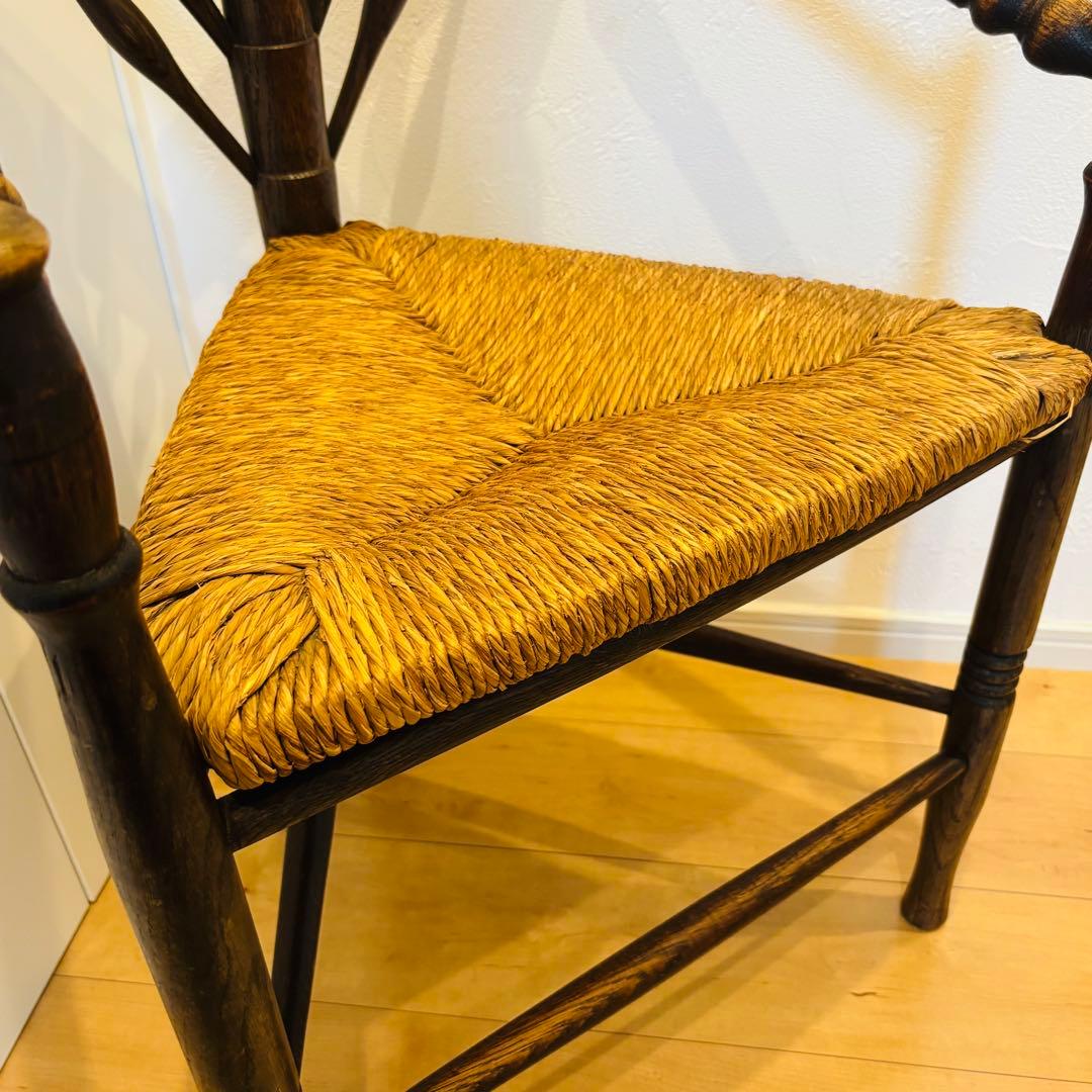 英国アンティーク コーナーチェア オーク無垢材 極上美品 即発送