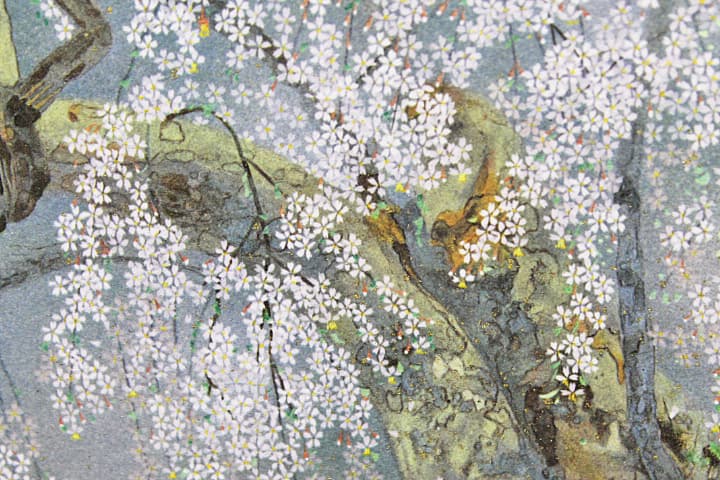 中島千波 【坪井の枝垂櫻】 リトグラフ