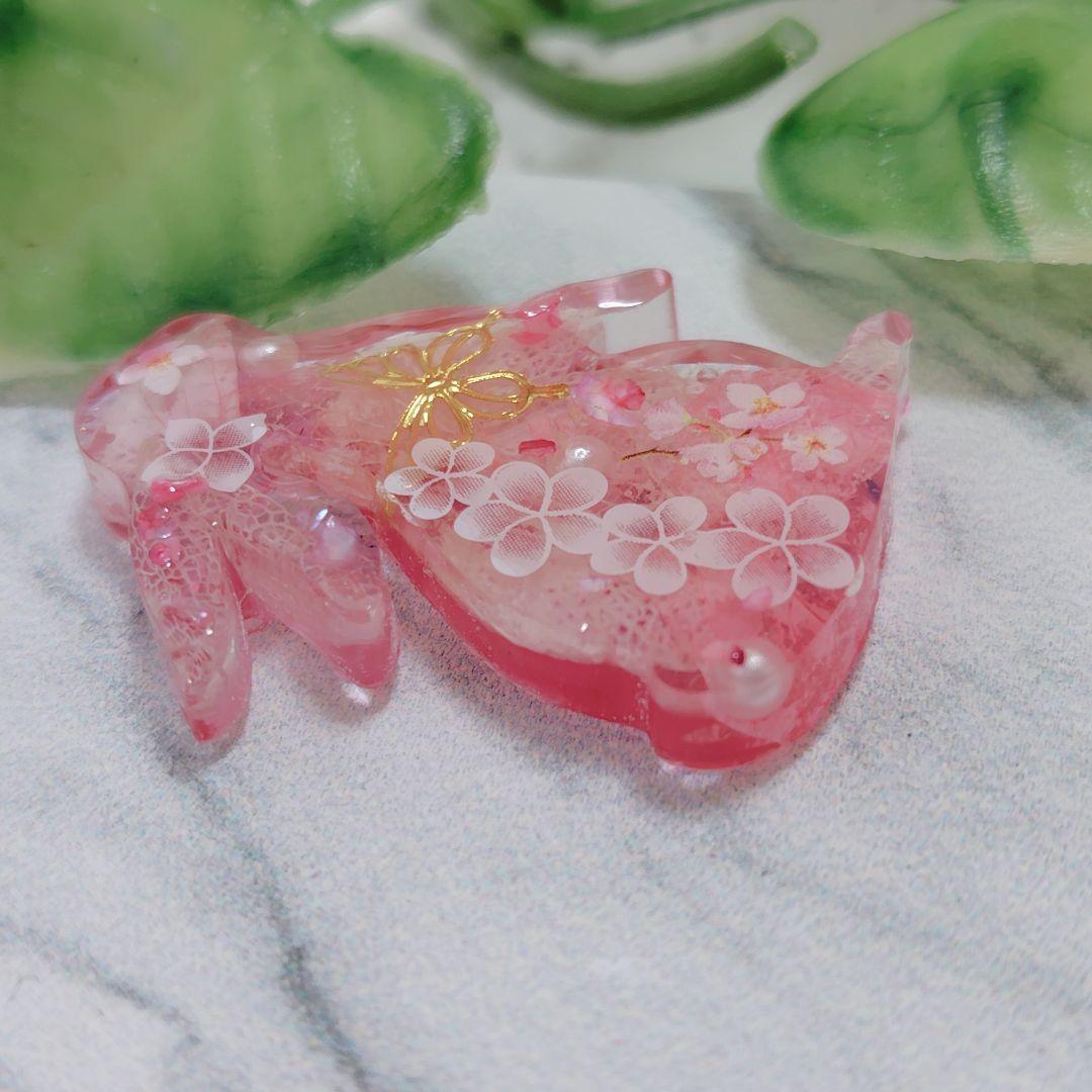 961.ウサギ型レジンヘアアクセサリー