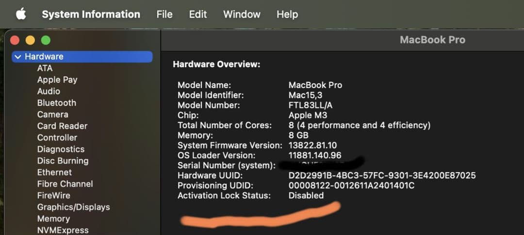 MacBookPro 2023 M3 バッテリー98%