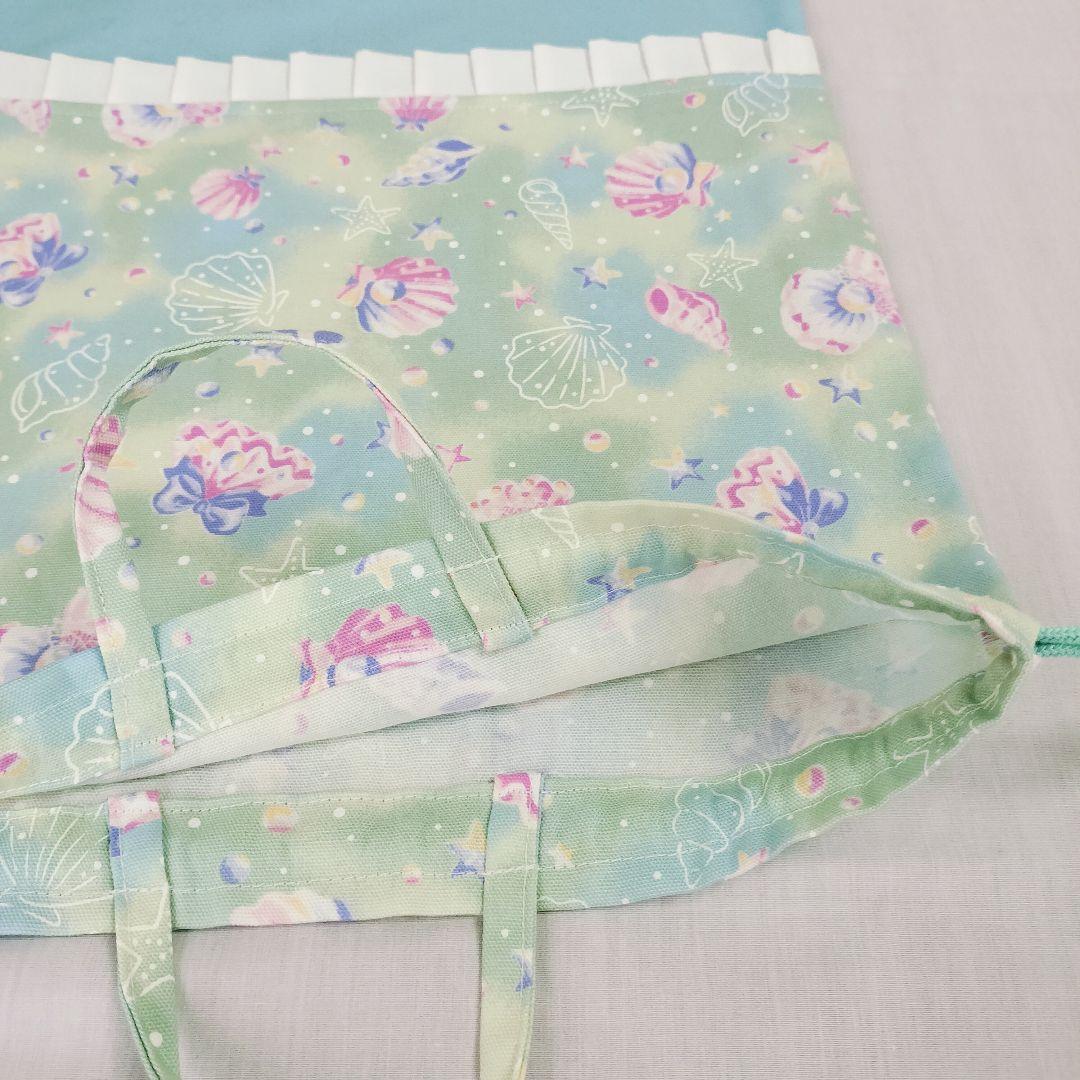 K♡様オーダー分　入園入学セット　グリーンシェル×水色　手提げ袋　体操服袋他