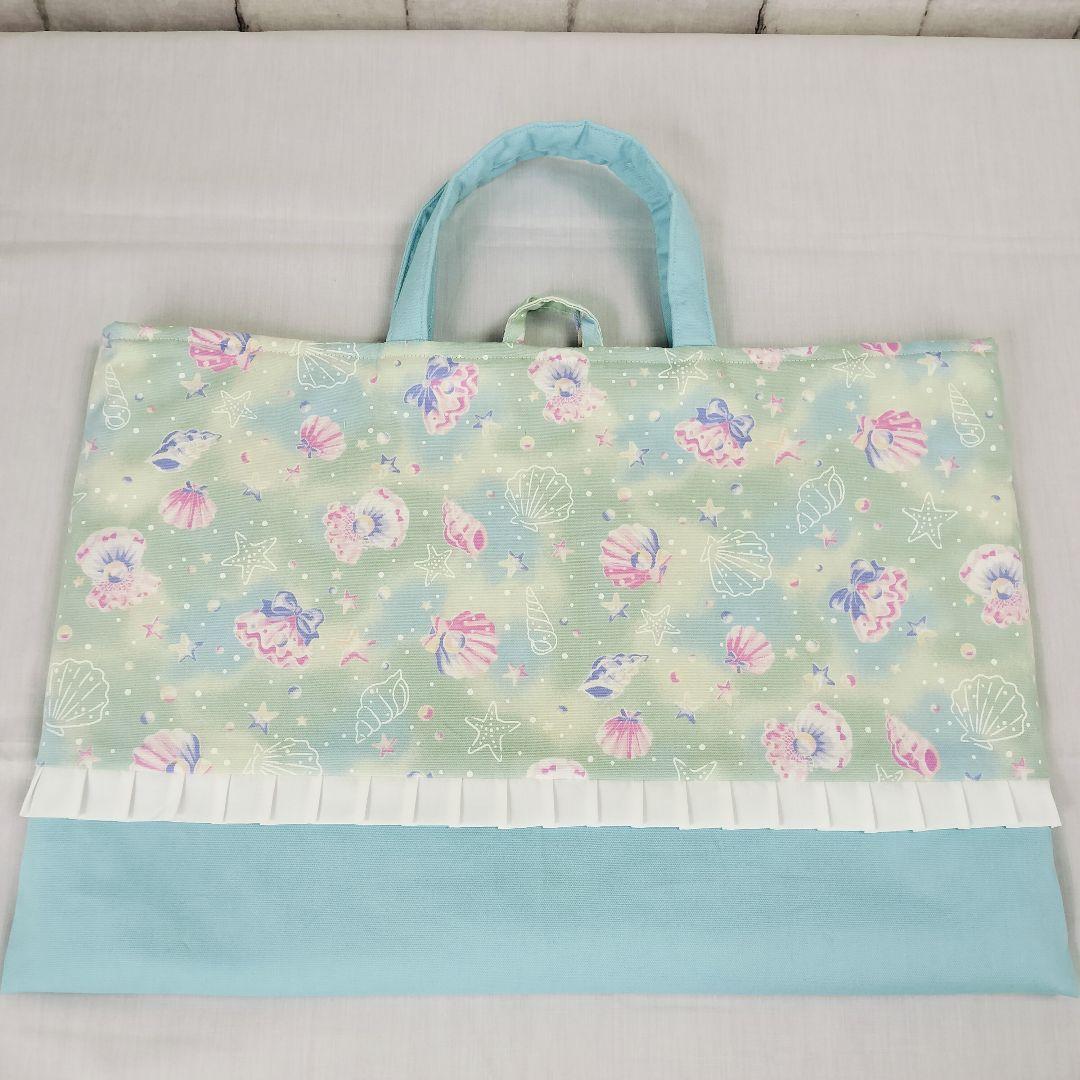 K♡様オーダー分　入園入学セット　グリーンシェル×水色　手提げ袋　体操服袋他