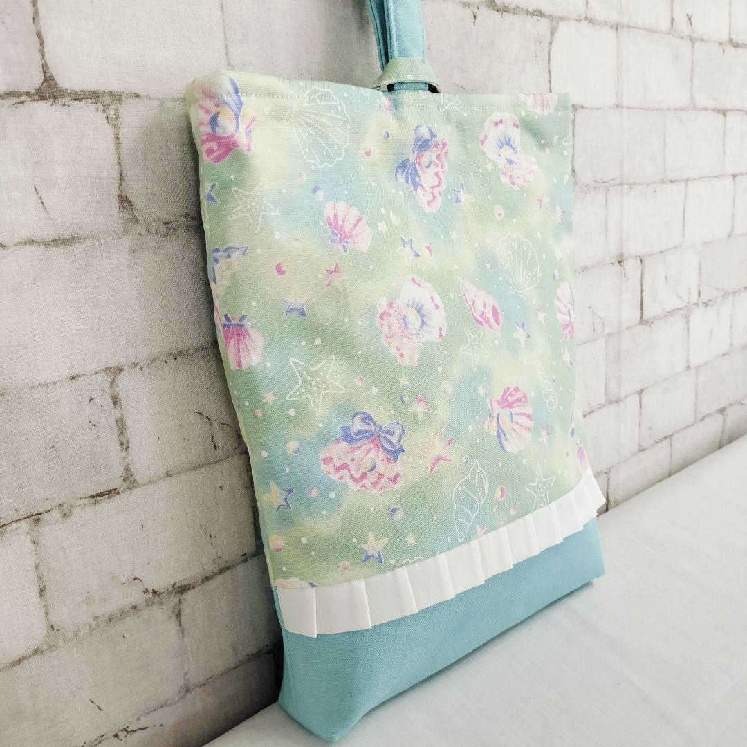 K♡様オーダー分　入園入学セット　グリーンシェル×水色　手提げ袋　体操服袋他