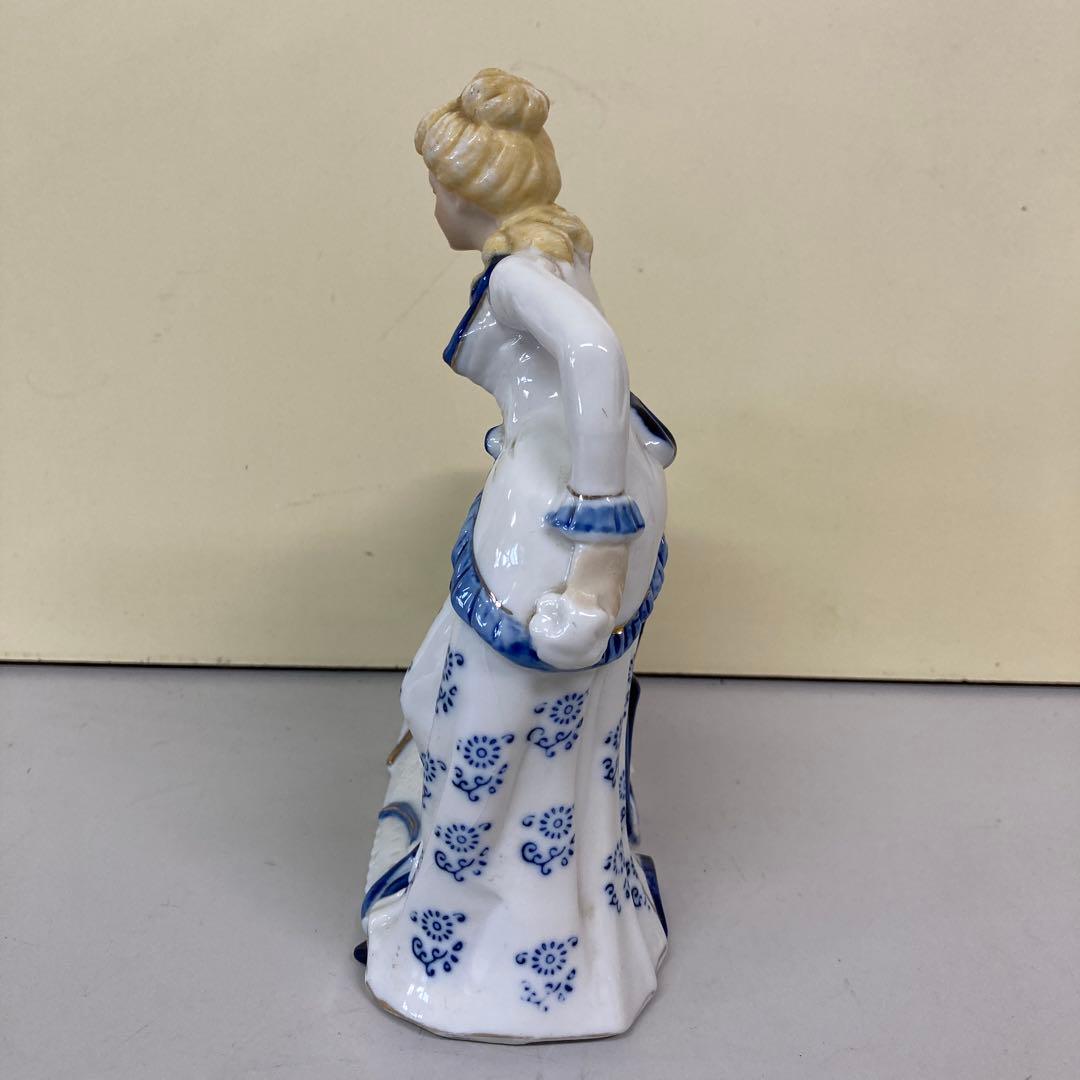 E3 ジャンク品 置き時計 陶器製 ロココ調 フィギュリン 貴婦人 アンティーク