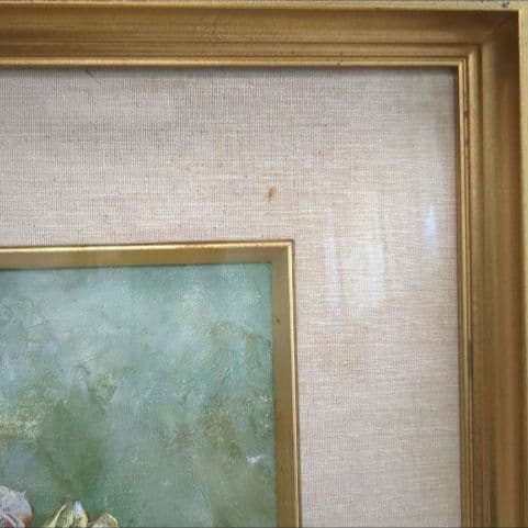 【真作】田河勇造 油彩「薔薇」F8号 額装付き