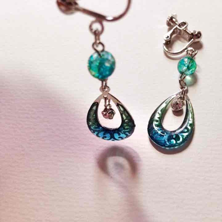 【売り切れ】海色雫 レジンイヤリング