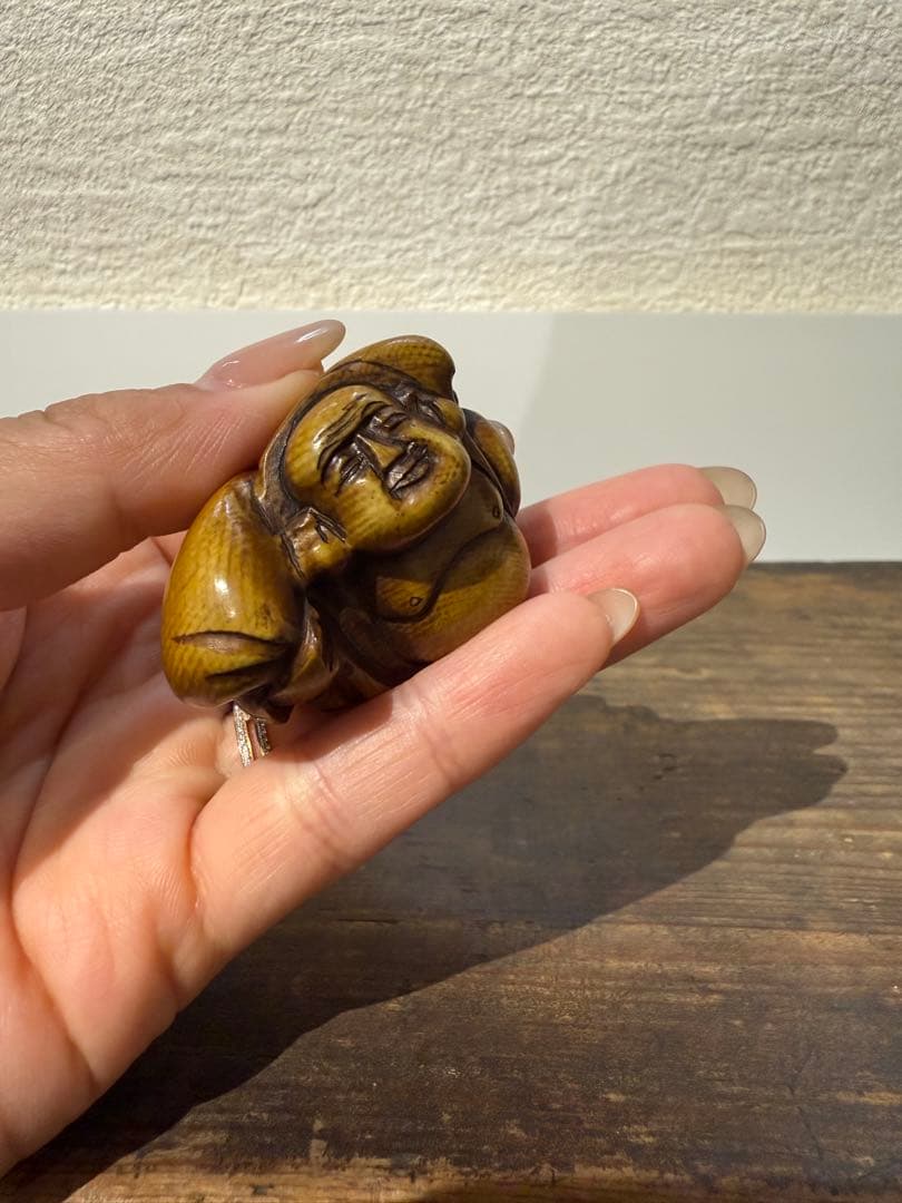 根付　大黒様　七福神　在名　銘正之 象　牙　江戸