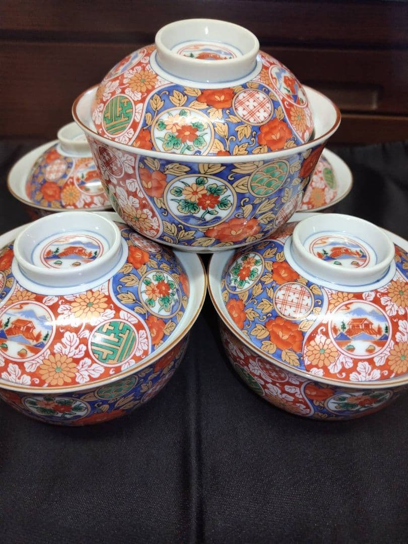 三洋陶器 龍峰窯 蓋付き 煮物椀 5個セット