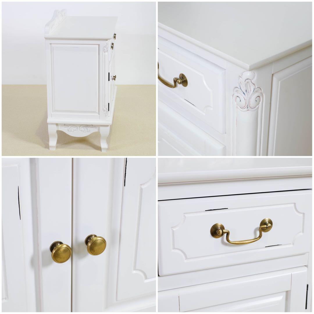 新品 キャビネット サイドボード 白 ホワイト 本棚 飾り棚 リビングボード