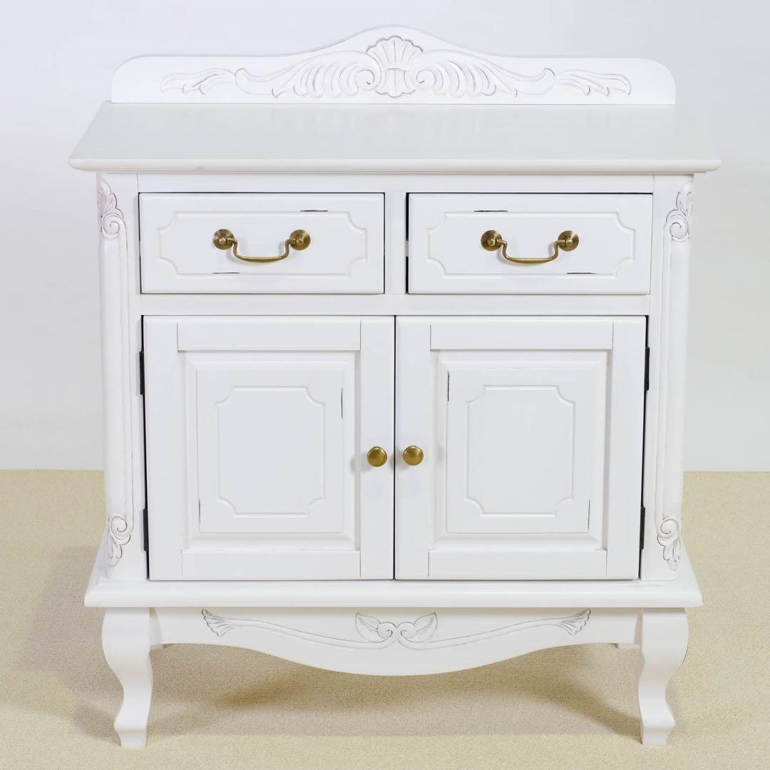 新品 キャビネット サイドボード 白 ホワイト 本棚 飾り棚 リビングボード